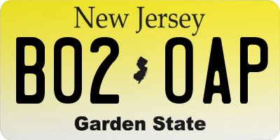 NJ license plate B02OAP