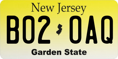 NJ license plate B02OAQ