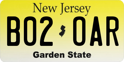 NJ license plate B02OAR