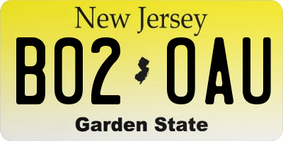 NJ license plate B02OAU