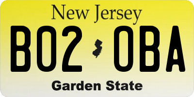 NJ license plate B02OBA