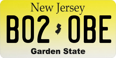NJ license plate B02OBE