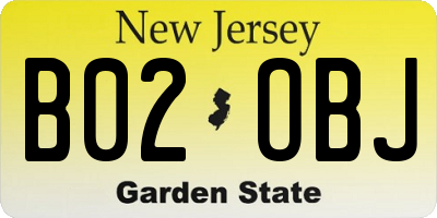 NJ license plate B02OBJ