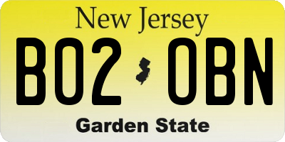 NJ license plate B02OBN