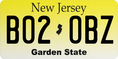 NJ license plate B02OBZ
