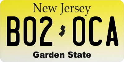 NJ license plate B02OCA