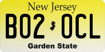 NJ license plate B02OCL