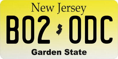 NJ license plate B02ODC