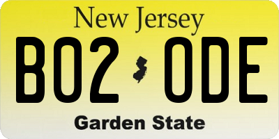 NJ license plate B02ODE