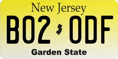 NJ license plate B02ODF