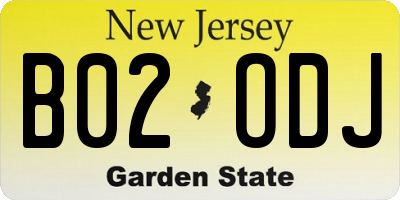 NJ license plate B02ODJ