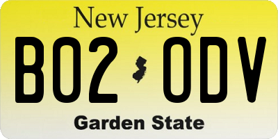 NJ license plate B02ODV