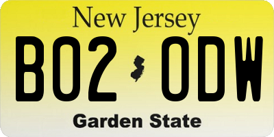 NJ license plate B02ODW