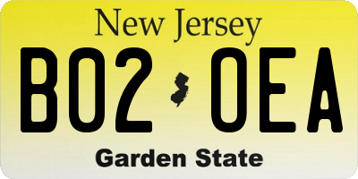 NJ license plate B02OEA
