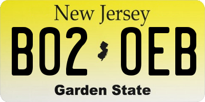 NJ license plate B02OEB