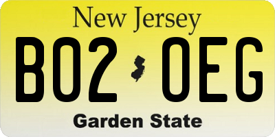 NJ license plate B02OEG
