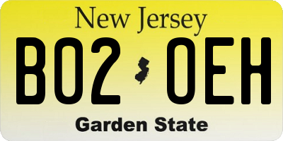 NJ license plate B02OEH