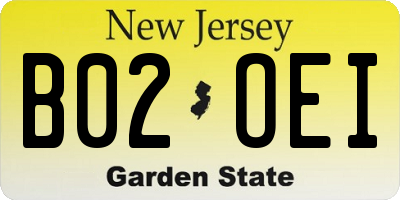 NJ license plate B02OEI