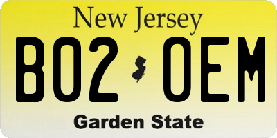 NJ license plate B02OEM