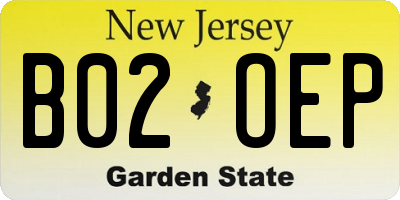 NJ license plate B02OEP