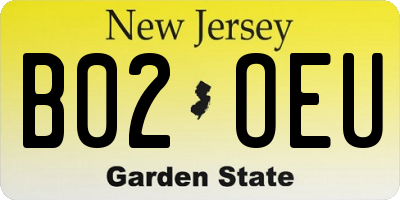 NJ license plate B02OEU