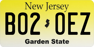 NJ license plate B02OEZ