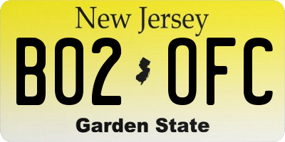 NJ license plate B02OFC
