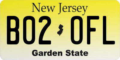 NJ license plate B02OFL