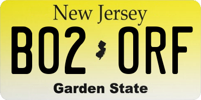 NJ license plate B02ORF