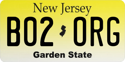 NJ license plate B02ORG