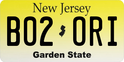 NJ license plate B02ORI