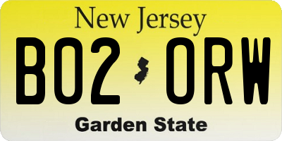 NJ license plate B02ORW