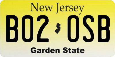 NJ license plate B02OSB
