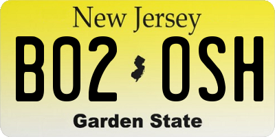 NJ license plate B02OSH