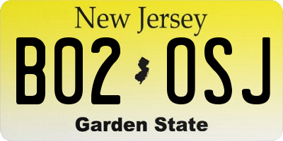 NJ license plate B02OSJ