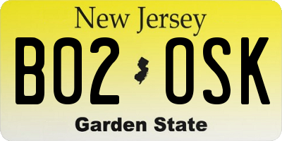 NJ license plate B02OSK