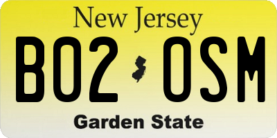 NJ license plate B02OSM