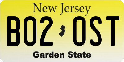 NJ license plate B02OST