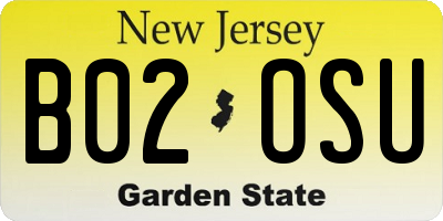 NJ license plate B02OSU