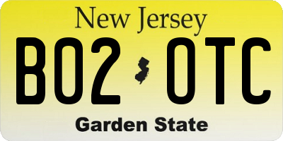 NJ license plate B02OTC