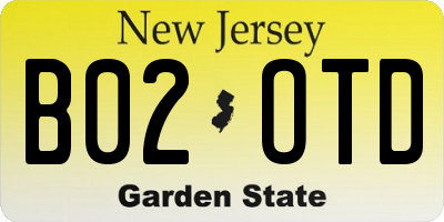 NJ license plate B02OTD