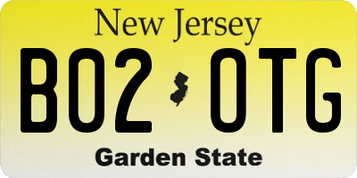NJ license plate B02OTG