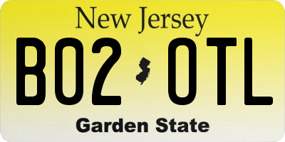 NJ license plate B02OTL