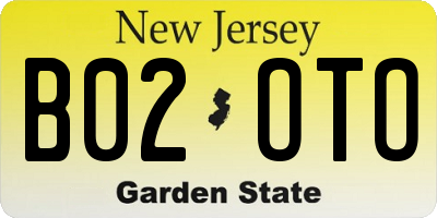 NJ license plate B02OTO