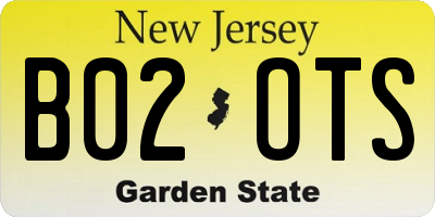 NJ license plate B02OTS