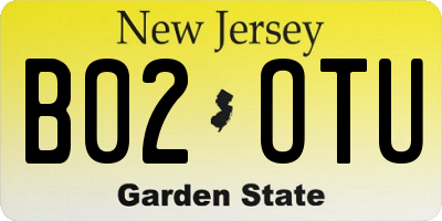 NJ license plate B02OTU
