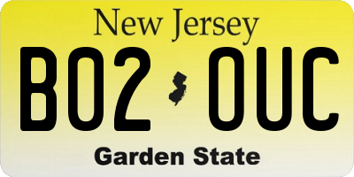 NJ license plate B02OUC
