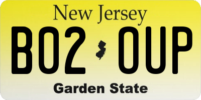 NJ license plate B02OUP