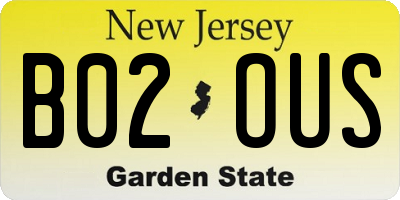 NJ license plate B02OUS