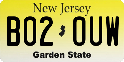 NJ license plate B02OUW